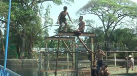 Having fun bathing in Lake Ronggojalu, the water is the cleanest in Probolinggo