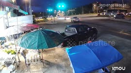 Pickup truck driver crashes into parked cars then flees scene