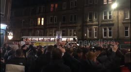Hearts fans chanting before Edinburgh Derby against Hibernian FC. Easter road