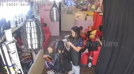Hairdressers and customers flee as earthquake hits salon in the Philippines