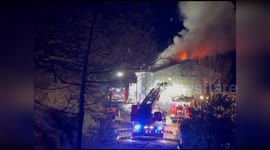 Firefighters Brave Night Blaze Threatening Montepetra, Italy