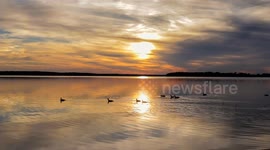 A beautiful sunset at lake Thunderbird in Norman, Oklahoma