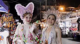 Thai Traditional Dancers and Ladyboys at Chiang Mai Night Bazaar for New Year