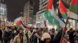 Dutch Stage Station Protest For Gaza in The Hague, Netherlands
