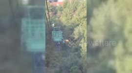 Passengers Stranded In A Cable Car in Jounieh, Lebanon