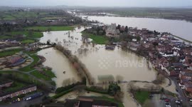 Flooding in Tewksbury, UK as yellow weather warning issued