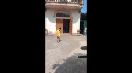 The duckling followed the boy home when he saw him on the street