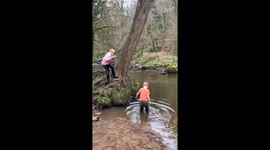 Rope Swing Fail Dunks Daughter