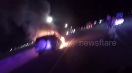 Firefighters Rapidly Extinguish Car Fire on IH35 in Georgetown, TX, USA