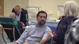 Humza Yousaf donates blood to encourage donations over festive period in Glasgow, UK