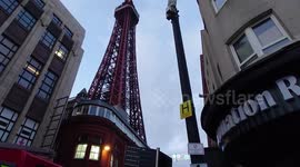 Clips from scene at Blackpool Tower after false alarm of fire in Blackpool, UK