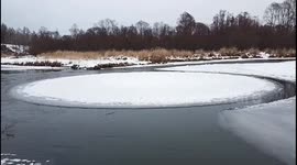 Enormous Ice Circle Appears on Chuoer River in Hulunbuir, China