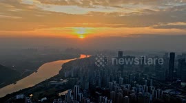 Wuxiang New District at Sunrise in Nanning, China