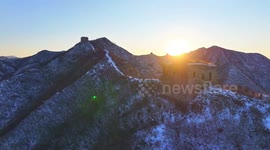 Magnificent winter scenery of Great Wall in N China