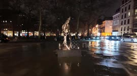 Dinosaur Skeleton seen in Berkley Square in Mayfair London