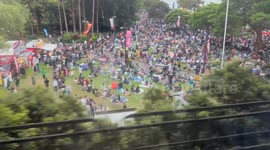 Large crowds wait for the New Year’s Eve fireworks at Circular Quay, Sydney, Australia