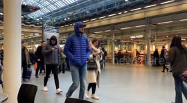 The scene at St Pancras International  in London, UK as Eurostar services restart