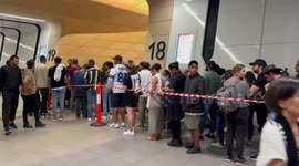 Long queues at Central Station for trains on New Years Eve in Sydney, Australia