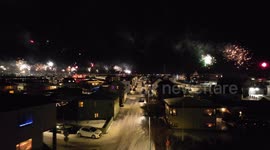 Fireworks in Iceland on 2024 new year's eve.Filmed with a Drone.