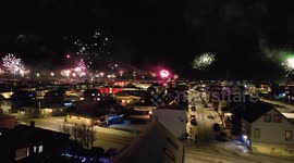 Fireworks in Iceland on 2024 new year's eve. Filmed with a Drone.