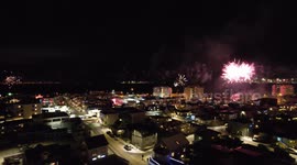 Fireworks in Iceland on 2024 new year's eve. Filmed with a Drone.