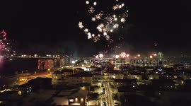 Fireworks in Iceland on 2024 new year's eve. Filmed with a Drone.