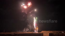 New Year’s Eve fireworks at mousehole harbour in Cornwall