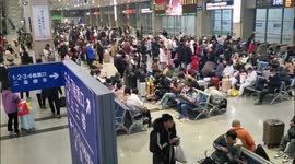 Tourists at The East Railway Station in Yichang, China