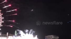 Fireworks, lights and drone show marks 2024 year in London, UK