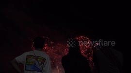 New Years Eve Fireworks at Pattaya Thailand, Happy New Year 2024.