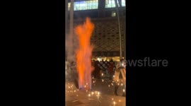 Huge fire column soars metres high from manhole as fireworks ignite methane gas in China