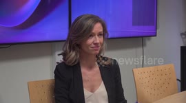 Social Democrats leader Holly Cairns speaks to media in Dublin, Ireland
