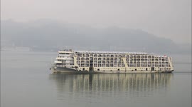 Cargo Ships Sailing on the Yangtze River in Yichang, China
