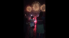 Amazing fireworks show on Pattaya Beach to welcome the New Year 2024.