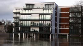 UK weather: Severe flooding at Hereford after River Wye burst it's banks, Herefordshire, UK.