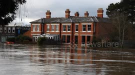 UK weather: Severe flooding after River Wye burst it's banks, at Hereford, Herefordshire, UK.