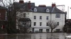 UK weather: Severe flooding after River Wye burst it's banks at Hereford, Herefordshire, UK.