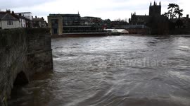 UK weather: Severe flooding after River Wye burst it's banks, at Hereford, Herefordshire, UK.