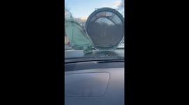Flying trampoline startles drivers in South East London from Storm Henk