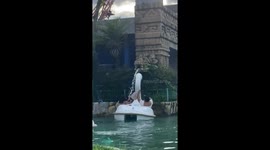 Swan Boat Makes An Unexpected Detour to Waterfall