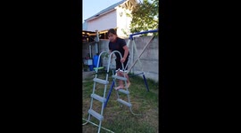 Dancing Daughter Falls Off Ladder