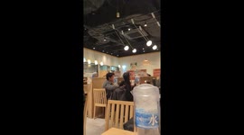 Restaurant Guests Watch Lights Swing From Ceiling During Earthquake