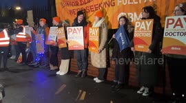 Junior doctors join picket line outside Royal Victoria Infirmary in Newcastle, UK
