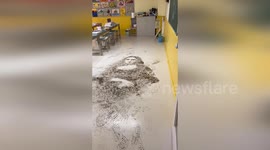 Teacher recreates Leonardo da Vinci's iconic Mona Lisa with muddy footprints
