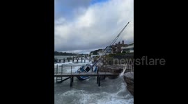 UK: Storm Henk – Waves Damage Boat In Dorset