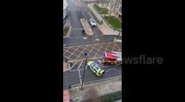 UK: Storm Henk – Strong Winds Topple Scaffolding In Greenwich