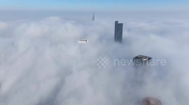 Skyscrapers Looming in Heavy Fog in Nanjing, China