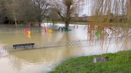 St Neots, Cambridgeshire: River Great Ouse floods after storm Henk