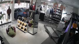 Car crashing into nearby store narrowly saved by sturdy wall