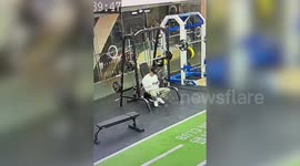 Gym session nearly turns fatal as 40-kilo barbell falls on young man sitting underneath